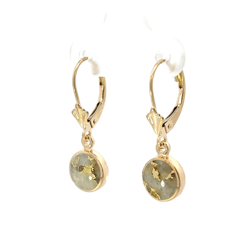 Gold quartz, earrings, round, leverback, Alaska Mint, 14k, LE139G2 $1095