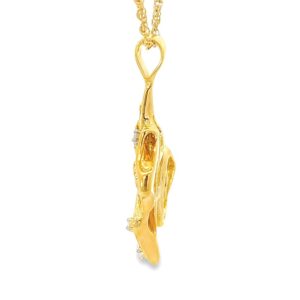 Freeform Gold Nugget Pendant with Diamonds 1.75” Tall, Alaska MInt