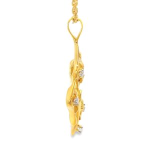 Freeform Gold Nugget Pendant with Diamonds 1.75” Tall, Alaska Mint