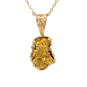 Gold nugget, Diamond, Freeform, Pendant, Alaska Mint, 14k, PCAGEDM#52 $1680