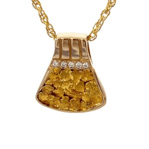 Gold nugget, Diamond, Ulu, Pendant, Alaska Mint, 14k, PJM1MD10NX $1685