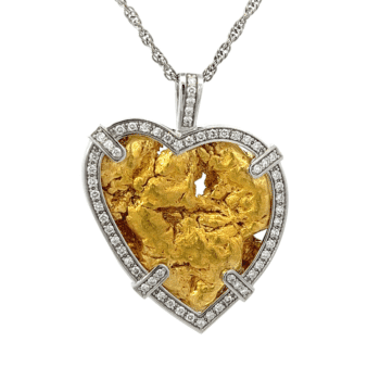 Gold nugget, Heart, Diamond, Pendant, Platinum, Alaska Mint, 18k, 073315 $17,355