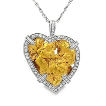 Alaskan Golden Heart Nugget Platinum with .92ctw Diamonds, Alaska Mint