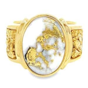 Estate Nugget & Gold Quartz Men's Ring in 18k Gold, Alaska Mint