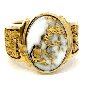 Gold Quartz, Gold Nugget, 18k yellow gold, Ring, Alaska Mint, 073330 $9350