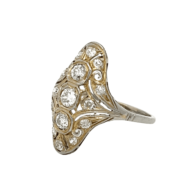 Estate, Ring, Diamond, 2-Tone, Alaska Mint, 18k, 1ctw diamond, sz8.5, JU 1” tall, 073959 $2475