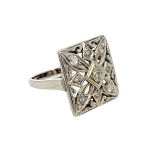 Estate, Ring, Diamond, 14k, Alaska Mint, Sz 7.5, .75”X.75, 073961 $1765