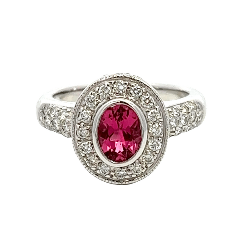Estate, Ring, Pink Tourmaline, Diamond, Gold, Alaska Mint, Sz 6.5, 073966, $1975