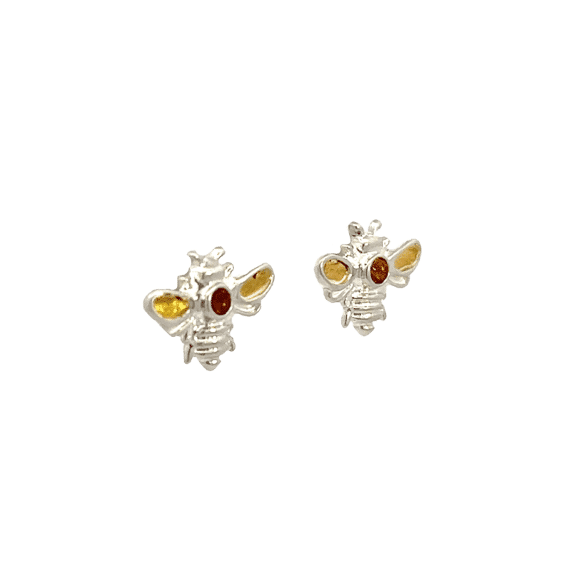 Small Bee, Citrine, Gold Nugget, Earrings, ER-520-SS-C, $200