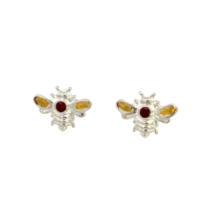 Small Bee, Garnet, Gold Nugget, Earrings, ER-520-SS-G, $200