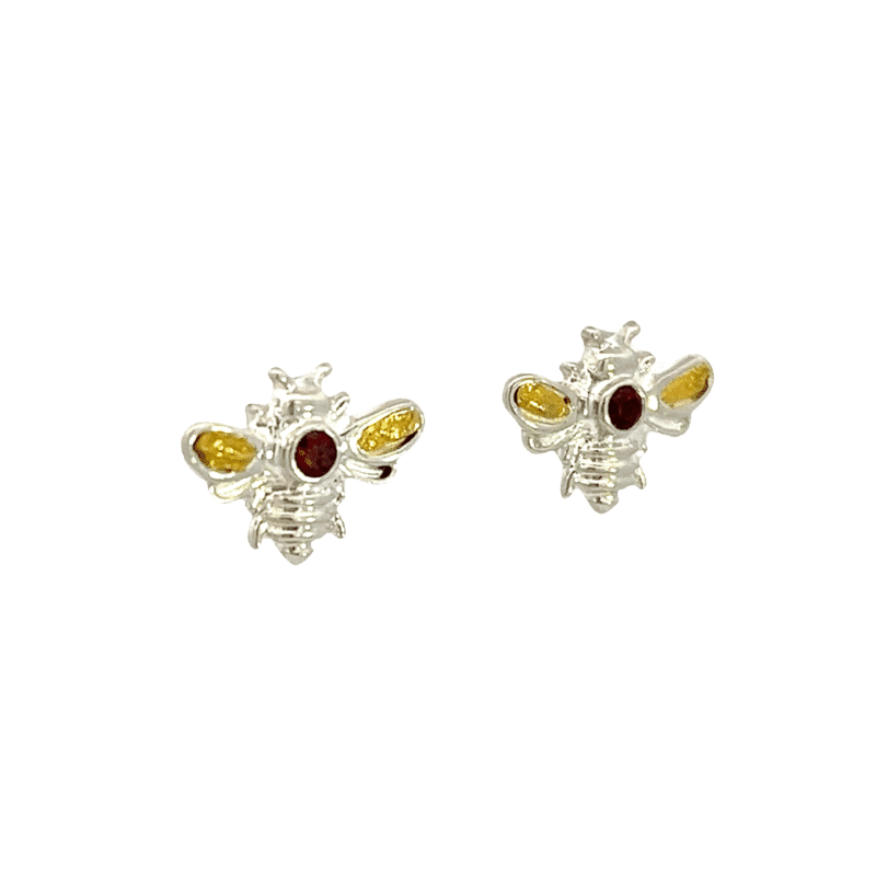 Small Bee, Garnet, Gold Nugget, Earrings, ER-520-SS-G, $200
