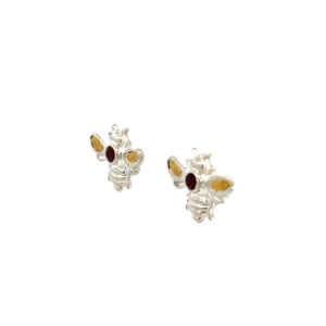 Small Bee, Garnet, Gold Nugget, Earrings, ER-520-SS-G, $200