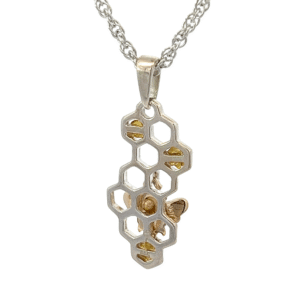 Gold Nugget, Ladies, Honeycomb, Honey Bee, Pendant, Alaska MInt, P-519-SS, $660