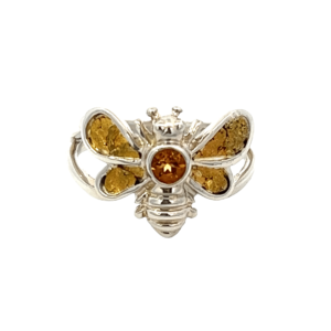Gold Nugget Citrine Honey Bee Ladies Ring