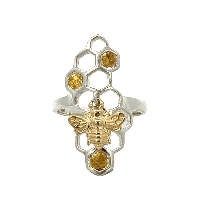 Gold Nugget, Honeycomb, Gold Bee, Ring, Alaska Mint, R-576-SS, $574.99