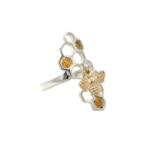 Gold Nugget, Honeycomb, Gold Bee, Ring, Alaska Mint, R-576-SS, $574.99