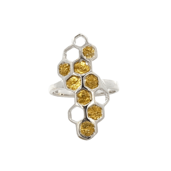 Gold nugget, Ladies Ring, Honeycomb, Sterling Silver, R-577-SS, $699.99