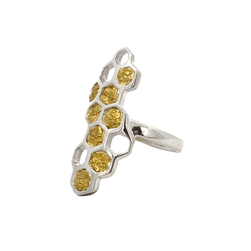 Gold nugget, Ladies Ring, Honeycomb, Sterling Silver, R-577-SS, $699.99