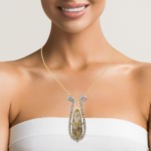 Gold quartz, pendant, 4.78 carat, diamond, Alaska Mint, 075094 $12,450