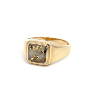 Gold quartz, Square, Ring, Diamond, Alaska Mint, 14k, 205G2 $1695