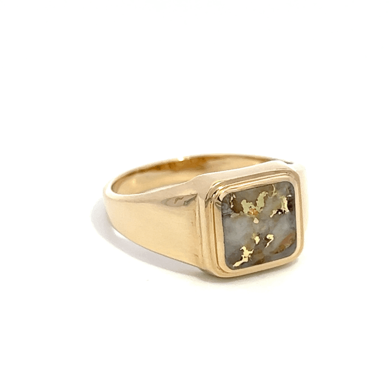 Gold quartz, Square, Ring, Diamond, Alaska Mint, 14k, 205G2 $1695