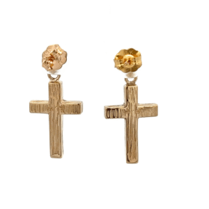 Gold quartz, earrings, cross, Alaska Mint, ECR9QPD $1265