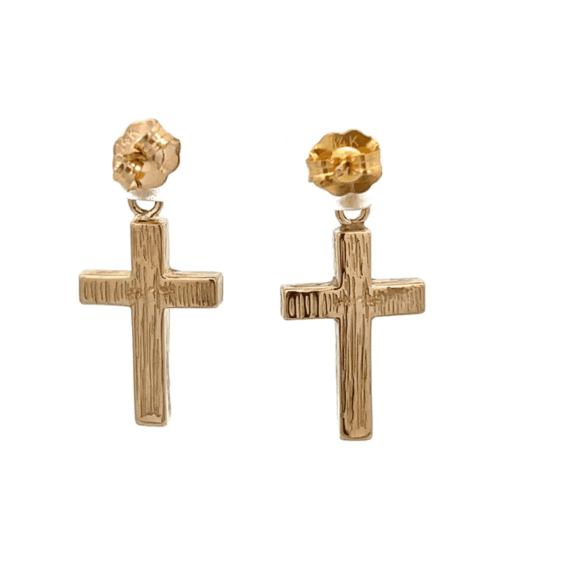 Gold quartz, earrings, cross, Alaska Mint, ECR9QPD $1265