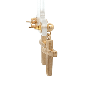 Gold quartz, earrings, cross, Alaska Mint, ECR9QPD $1265