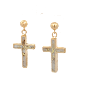 Cross Gold Quartz Earrings, Alaska Mint