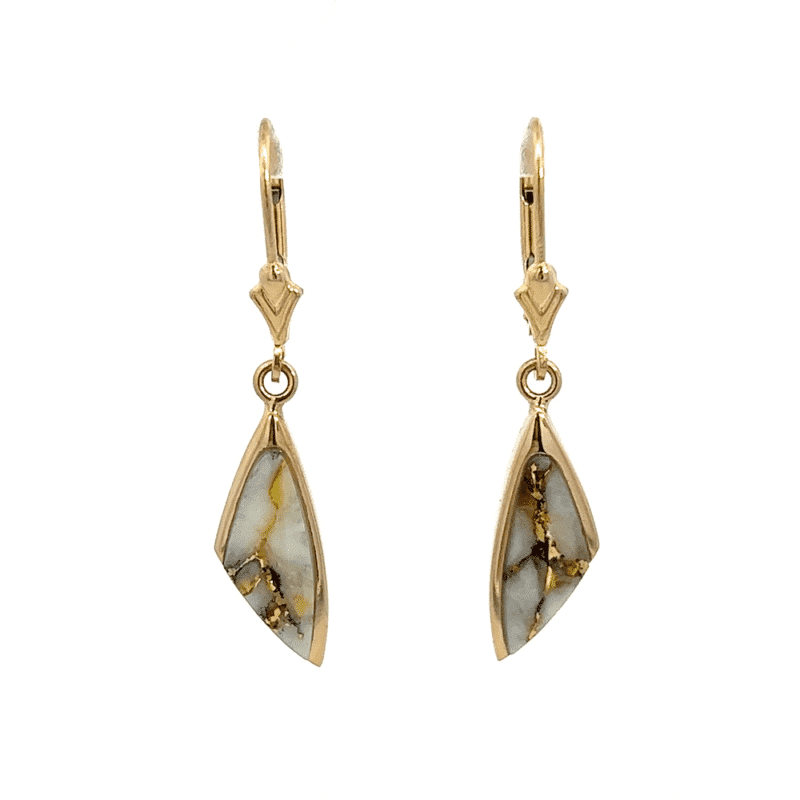Gold quartz, earrings, leverback, Alaska Mint, EDL25QLB $1820