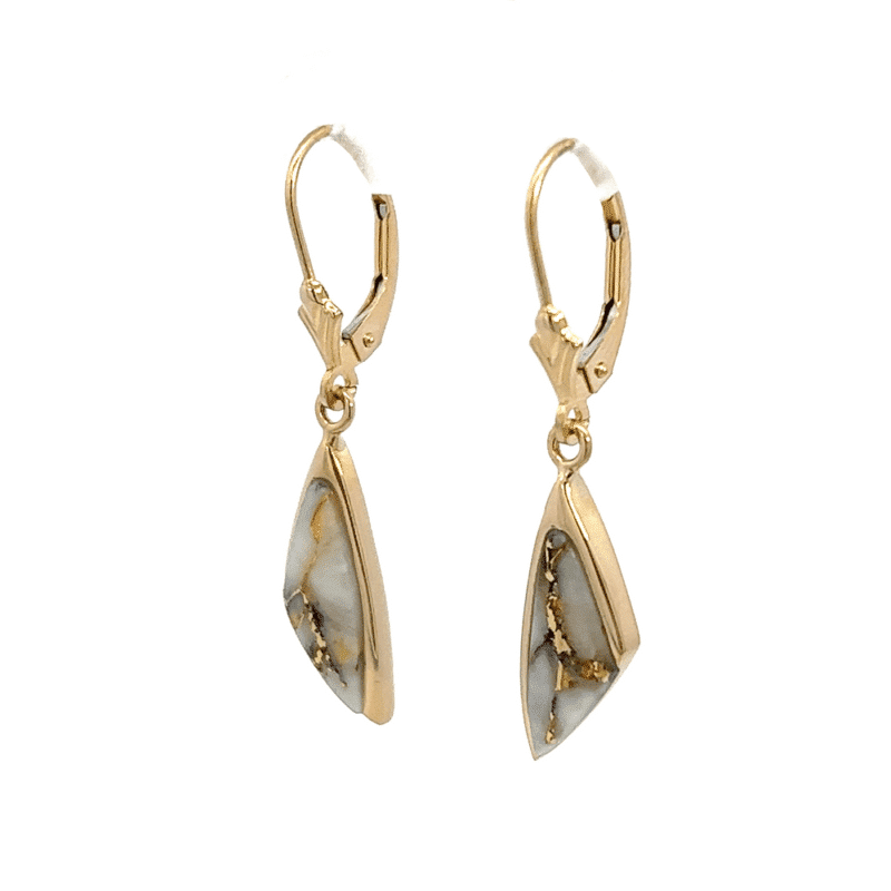 Gold quartz, earrings, leverback, Alaska Mint, EDL25QLB $1820
