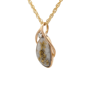Gold Quartz, Freeform Oval, Diamond, Pendant, Alaska Mint, PBD2DQ $1330