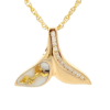 Gold Quartz Diamond Whale Tail Pendant, Alaska Mint