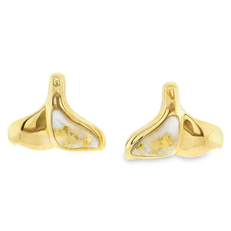 Whale Tail Post Gold Quartz Earrings, Alaska Mint