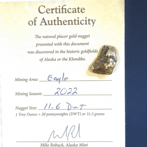 18.0 Gram Natural Gold Nugget, Alaska Mint