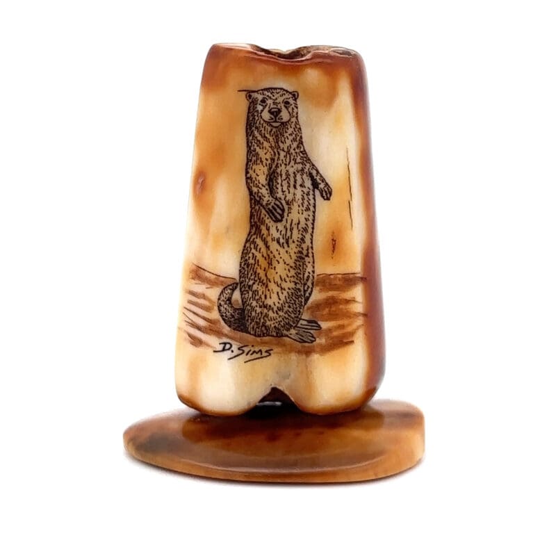 Scrimshaw Otter Fossilized Ivory, Alaska Mint