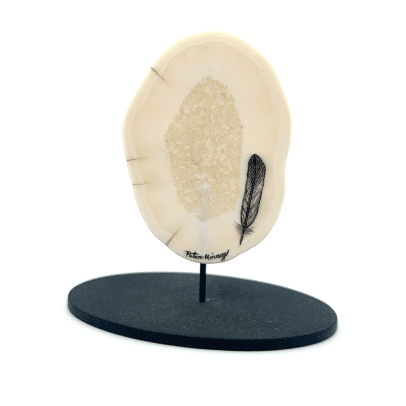 Scrimshaw Ivory, Eagle Flying, FIsh, Alaska Mint, 073496 $650, JU 2.5” X 1.75