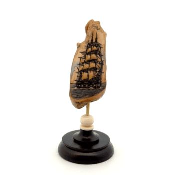 Sailing Ship D Scrimshaw Fossilized Ivory, Alaska Mint