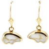 Gold Quartz Bear Leverback Earrings