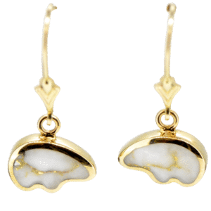Gold Quartz Bear Leverback Earrings
