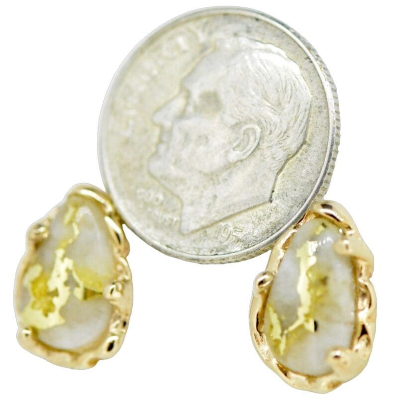 Gold Quartz Post Earrings, Alaska Mint