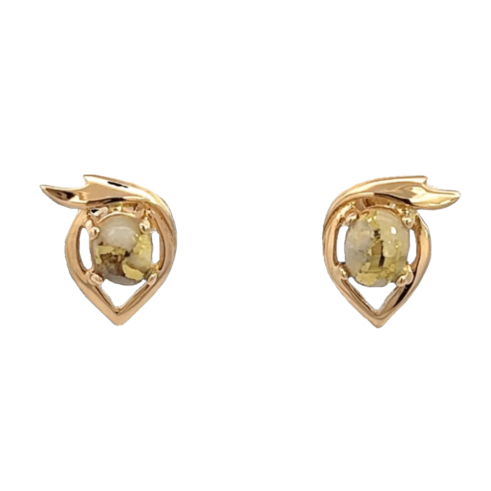 Gold Quartz 14k Gold Post Earrings