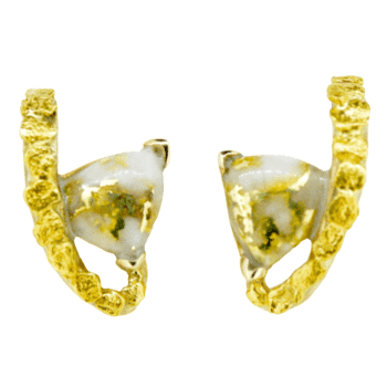 Gold Quartz & Nugget 14k Post Earrings