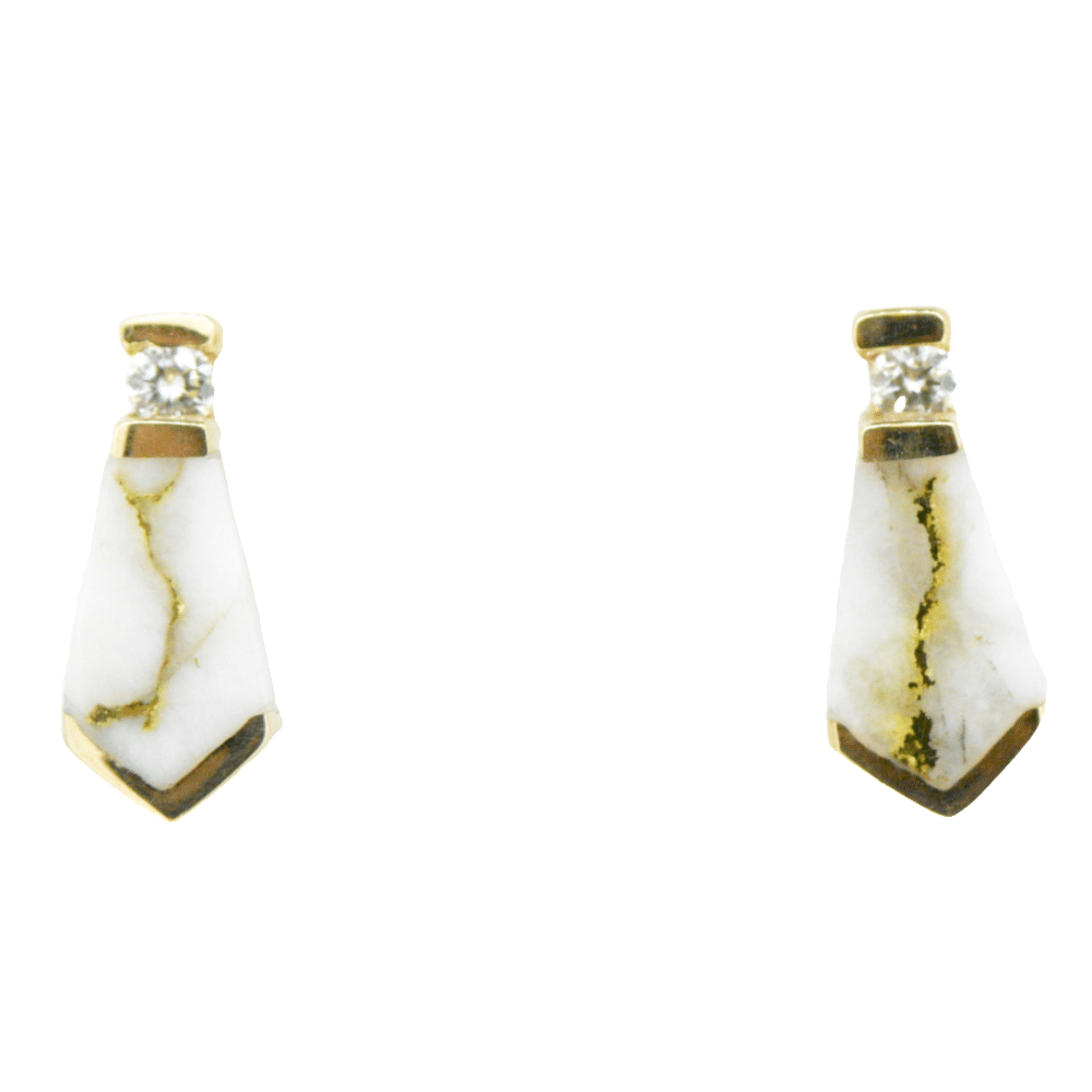 Diamond Dagger Post Gold Quartz Earrings, Alaska Mint