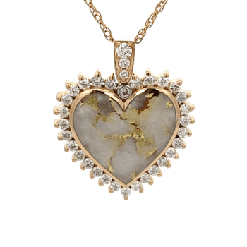 Diamond Heart Gold Quartz Pendant, Alaska Mint