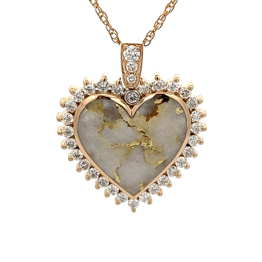 Diamond Heart Gold Quartz Pendant, Alaska Mint