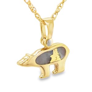 This unique gold quartz bear pendant, at the Alaska Mint, is sure to remind you of the great Alaskan outdoors