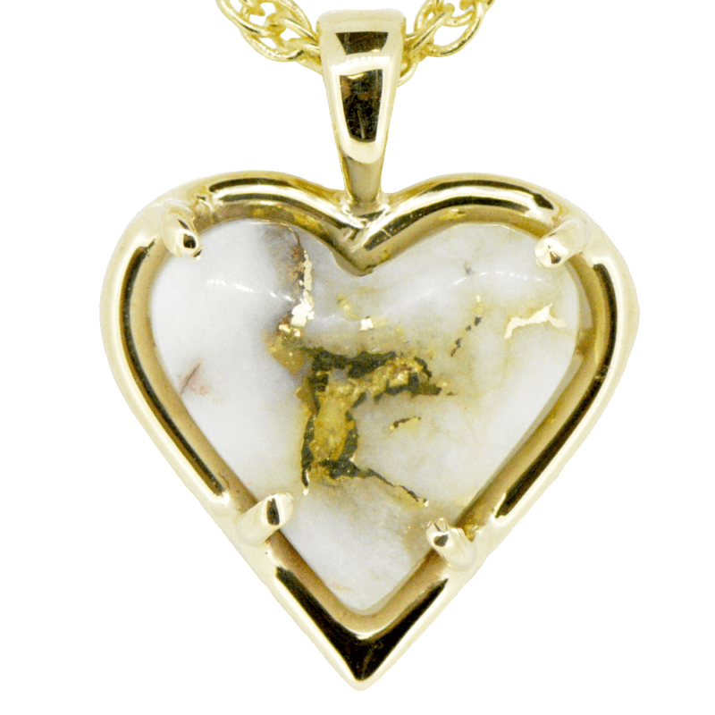Gold Quartz Heart Pendant