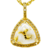 Gold Quartz Diamond Triangle Pendant