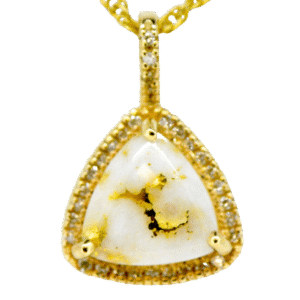 Gold Quartz Diamond Triangle Pendant